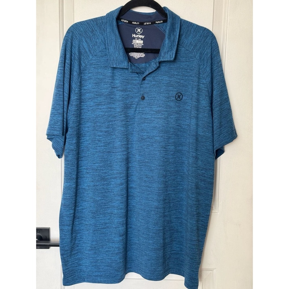 Hurley Men's Blue Heather Performance Stretch Short Sleeve Polo Shirt XXL